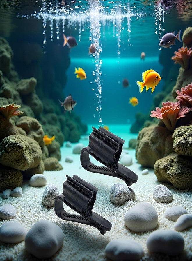 Cauaoa 2 Pcs Black Fish for Tank Mounting Clip, Water Pipe Hose Holder Multifunction Adjustable Clamp for 0.31""""-0.62"""" Dia Tub Aquarium Tube Holder, Aquarium Air Pump Accessories - Image 2